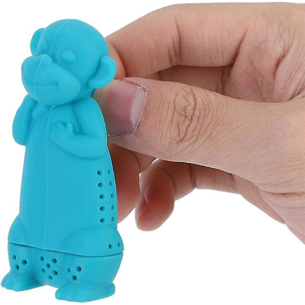 Nique Eläimen Muotoinen Juomasuodatin Söpö Sarjakuva Apina Silikoni Tee Suodatin Infuser Siivilä Tee Tarvikkeet (2kpl, Punainen+sininen)