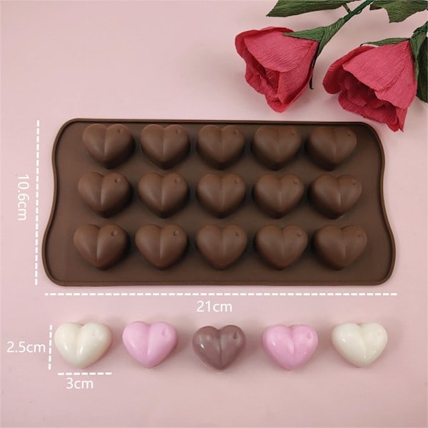 /Ryi/15-Hjärtformade Chokladformar, Set med 4 Silikonformar för Choklad, Gummy och Godis i Hjärtform till Alla Hjärtans Dag.