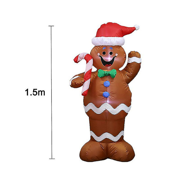 Oppustelig Julemand Gingerbread Snemand LED Dekoration Udendørs Hjem Dekoration US US