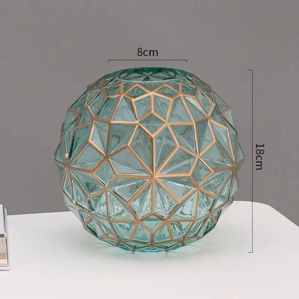 Outline i Guld Glasvas, Söt Grön Blomvas, Handblåst Sfärvas för Bokhylla, Matbord, Matrum, Möte