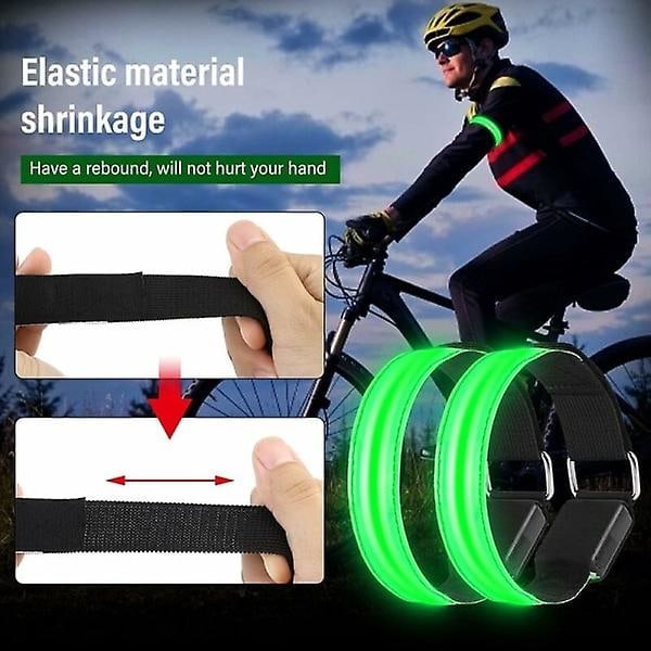4 stk USB Oppladbare LED-lysarmbånd, Refleks LED Løpearmbånd A_ryy