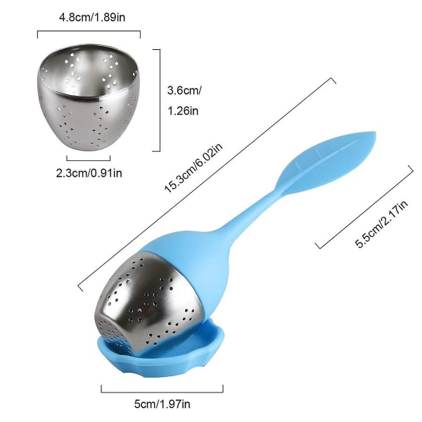 Løs Blade Te-Infuser - Silikonhåndtag Te-Infuser Rustfrit Stål Si til Tekande, Kop - Løs Te-Steeper - Te-Diffuser til Løs Te