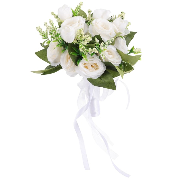 Brudepigebuketter Bryllup Brudebuket Brudebuketter Brude Falsk Buket Brude Brudebuketter BryllupHvid26x22cm White 26x22cm