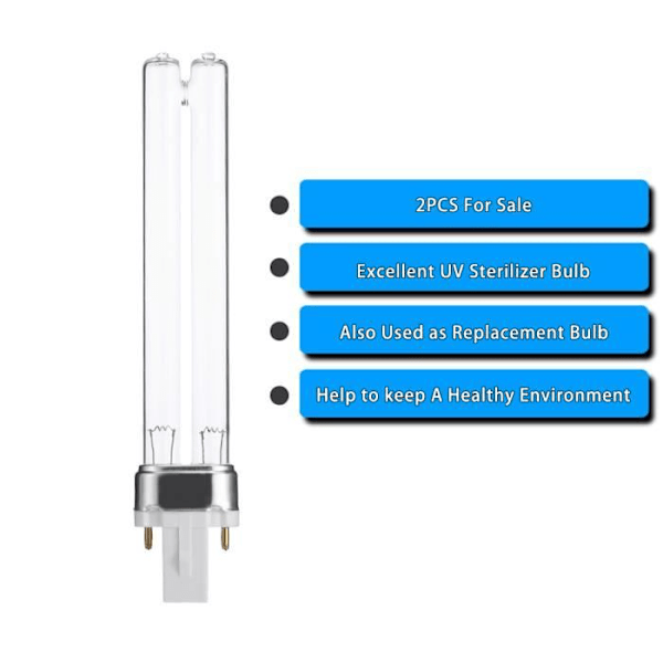 /Ryi/ 2 stk. 9W G23 UV-lamper Renere Germicid Ultraviolet Udskiftningsbase Akvarium Sterilisator