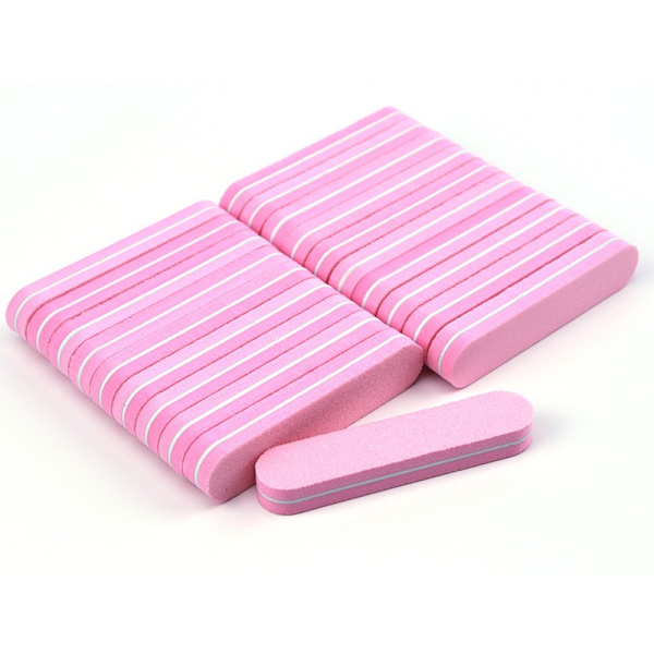 Nagelverktyg Nagelfilremsor Manikyr Typ Rund Svamp Gnidning Dubbla Sidor Rosa