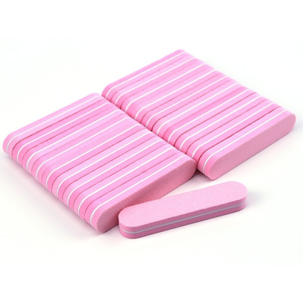 Negleværktøjer Neglefilstrimler Manicure Type Rund Svamp Rubbing Dobbeltsider Pink