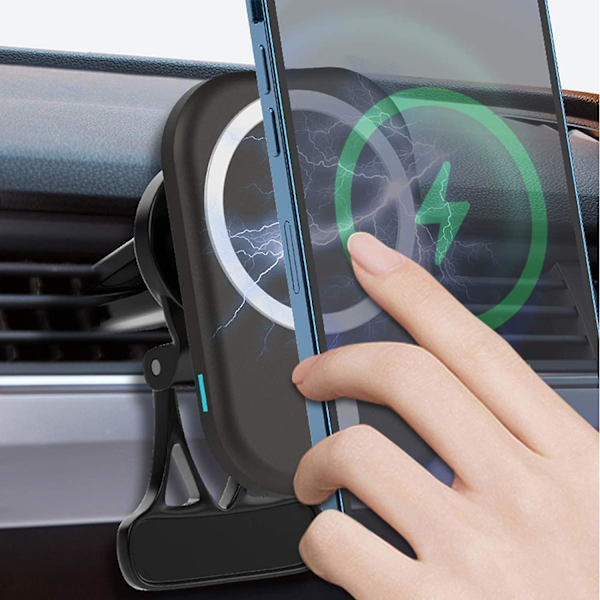 Trådløs Biloplader Holder Kompatibel Med, Automatisk Magnetisk Hurtigopladning Auto Ventilation Telefon Stativ Kompatibel,