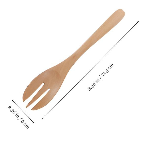 Sølvbestik Skeer Køkkenredskaber Salatskeer Gaffel Træ Salat Salat Tænger Servering Frugt Salat Træfarve 22X6CM Wood color 22X6CM