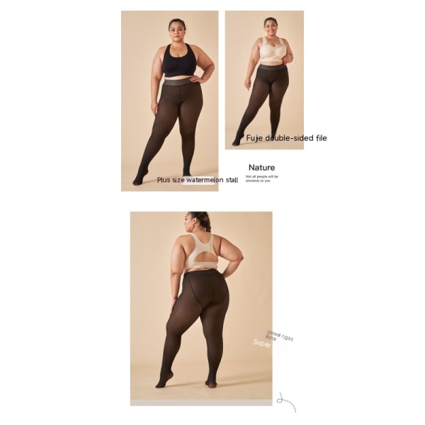 Fleeceforede leggings kvinner - Vinteryogabukser med høy midje Magekontroll Myk termisk varm for fotturer trening Black Coffee B L(60-100KG)