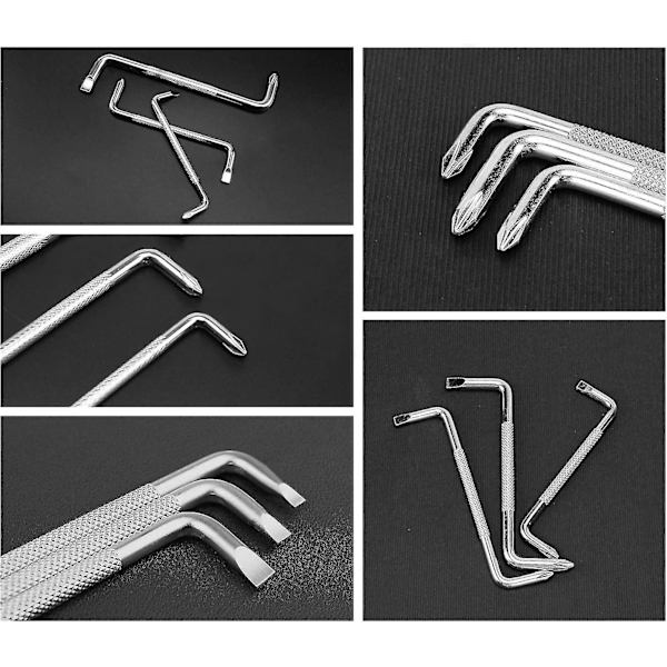 3 kpl Uurrettu pää Offset-ruuvimeisselisarja magneeteilla, Z-muotoinen ruuvimeisselin pää Ristipäinen Torx-ruuvimeisseli Mini Kaksikäyttöinen ruuvimeisseliavain