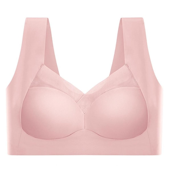 Dame Komfort Blød Sømløs Push Up BH Shapewear Trådløs Crop Top Vest Sports Undertøj XLPink XL Pink
