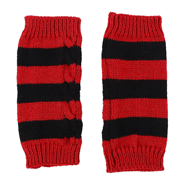 1 Par Varmebevarende Strikket Uldgarn Halvfinger Vinterhandsker Sort 20X10CM Black 20X10CM