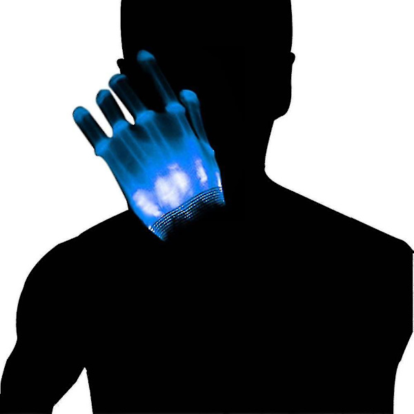 Blå LED-blinkande fingerlampa Skalle