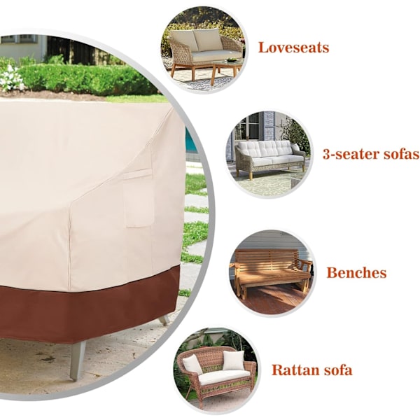 Vanntett Trekk til Utemøbler for Sofa, Patio Benk Trekk for Utenfor Heavy Duty Passer opptil 79B x 38D x 29H tommer