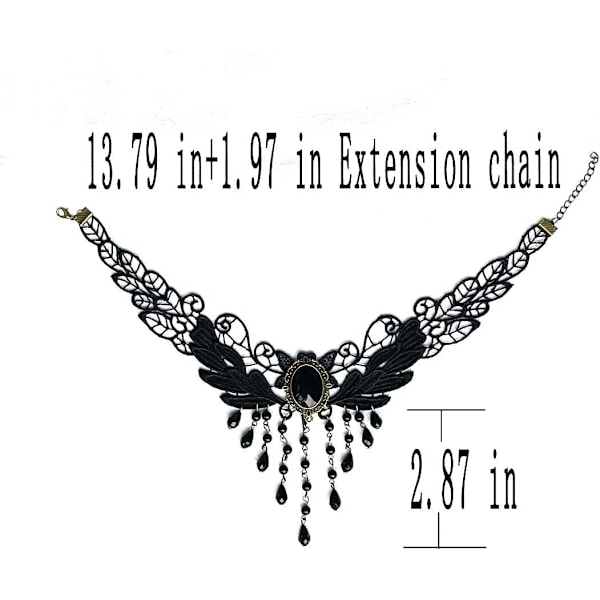 Svart Sexy Lace Choker Halskjede Gotisk Tassel Krage Choker Halloween Party Tilbehør for Kvinner Jenter