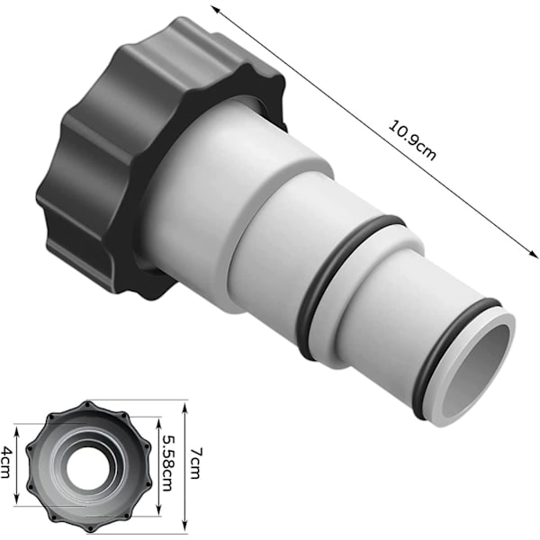Letkun sovitin uima-allaspumpuille, letkun liitäntähalkaisija 32/38 mm tiivistysrenkaalla, muovinen sovitin uima-altaan vaihto-osat