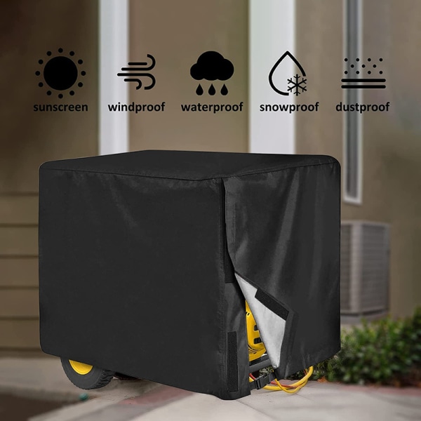 Generator Skydd Vattentätt 32 x 24 x 24 tum, Tjockt Slitstarkt Polyester Universal Generator Svart