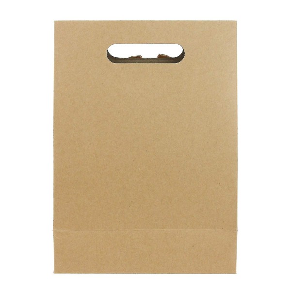 Stark Presentpåse i Papper, 26 cm X 19 cm X 9 cm, Brun Kraftpåse med Klart Fönster och Rosett - 12-pack Guld Gold
