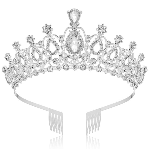 Kronor för kvinnor, Silver Princess Crown, Kristallkrona för bröllop, bröllop, fest, födelsedag, fest