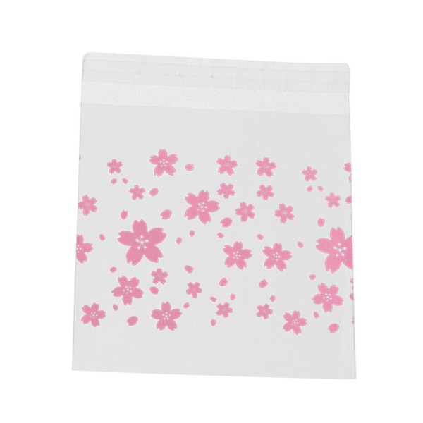 100 st Matt blommönster plastpåse Transparent presentpåsar Självhäftande tätningspåse för godiskaka dessertförpackning (rosa)Rosa14x14 Pink 14x14