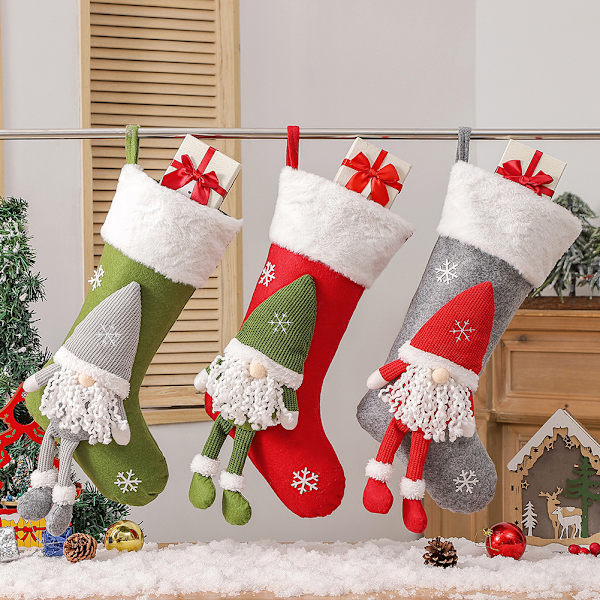 Julstrumpor att hänga upp, 2-pack julstrumpor för familjesemester och andra tillfällen