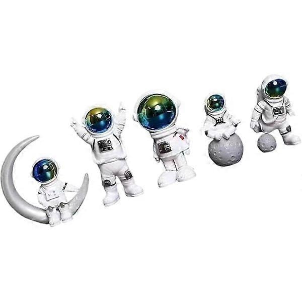Astronaut Figur Rommann Skulptur Resin Statue Ornament for Kontorfest Unik Dekorativt Stykke, Blå, 5 stk