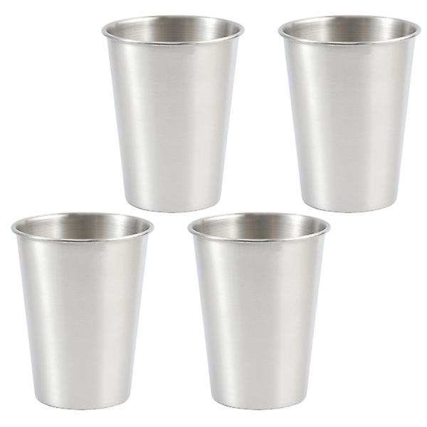4 kpl 500 ml Ruostumattomasta Teräksestä Valmistettu Olutmukit Kannettavat Yhden Kerroksen Mukit Ulkokäyttöön Kahvikupit Auton Kupit (hopea) 350 ml 10,5 x 8,3 x 5,7 cm 350ml 10.5x8.3x5.7cm