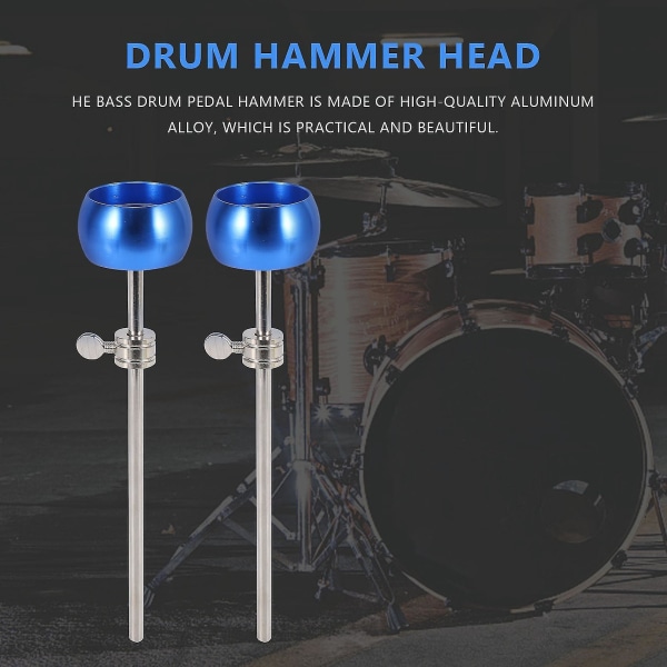 2 kpl Bass Drum Pedal -vasara Alumiiniseosvasara Pää Lyömäsoitin Instrumentti Tarvikkeet Osia, sininen