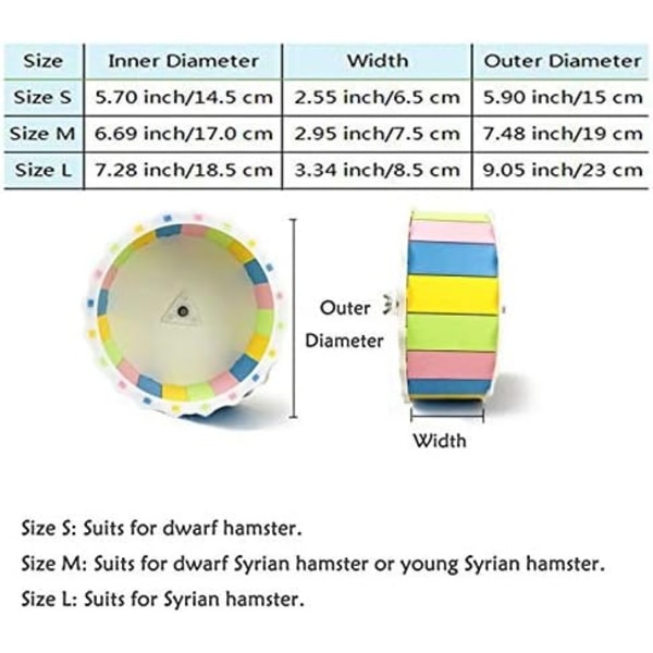 Hamstrarhjul, 18,5 cm, Lämplig för Syriska Hamstrar, Smidig och Tyst, Färgglad, Djursäker Material
