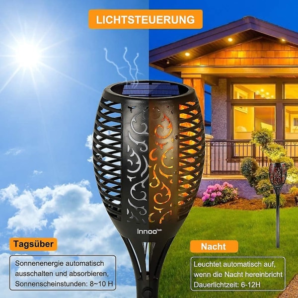 Nestling Solar Street Light, Solar Flame Lights Outdoor Solar Flame Decoration For Garden (2 Pack)