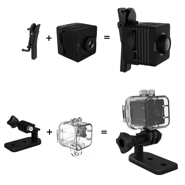 Minikamera vanntett Full HD 1080P med nattsyn og bevegelsesdeteksjon, bærbar videosport DVR-videokamera Bilopptaker