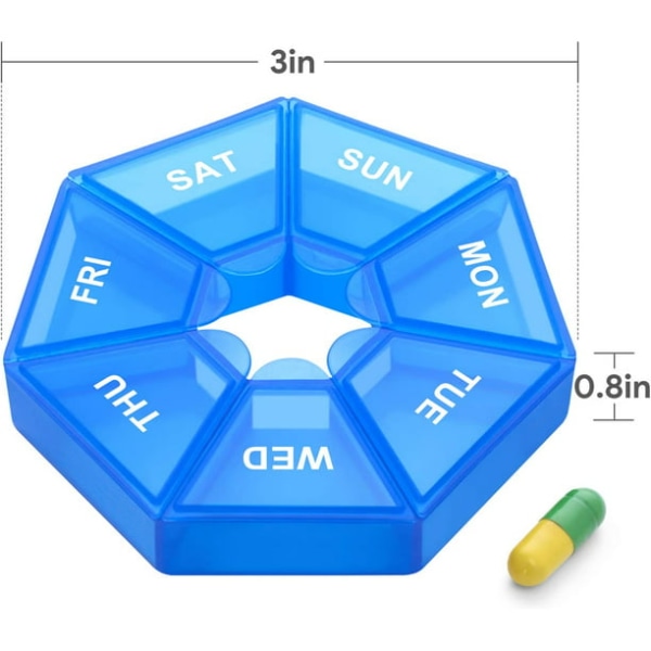 Pille medicinæske opbevaringsorganiseringsbeholder (To blå)