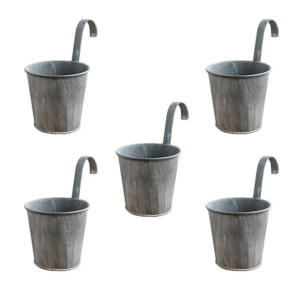 5 stk. Balkon Hængende Spande Vintage Jern Blomsterkurv Blomsterholder Vase 11,5X11,5X18,5CM 11.5X11.5X18.5CM