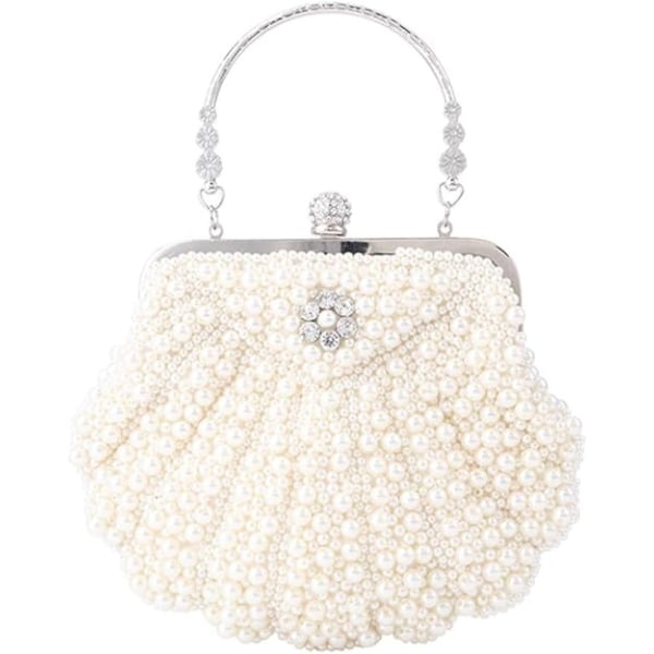Kvinner Shell Shape Pearl Rhinestone Purse Clutch Purse for Cocktail Party