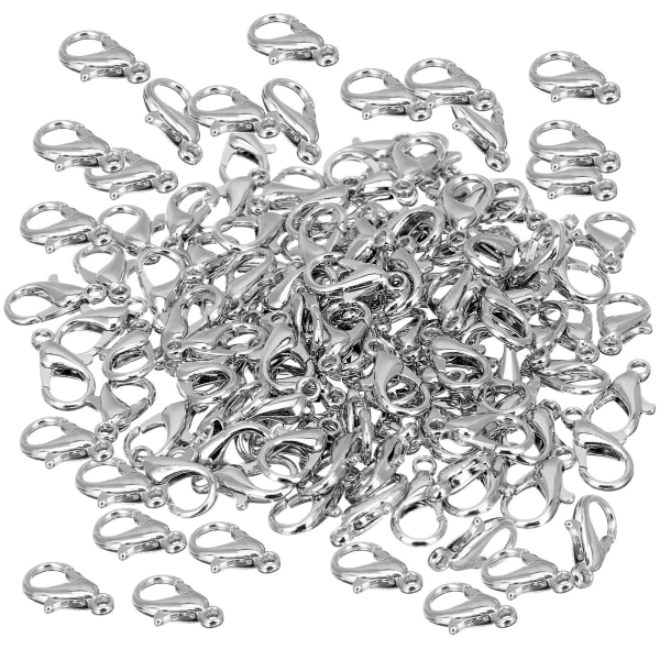 100 stk Rustfritt Stål Armbånd Armbåndslukking Halskjede Lagingssett Svingbar Lukking Trigger Lukking Sølv Silver 1.3x0.6cm