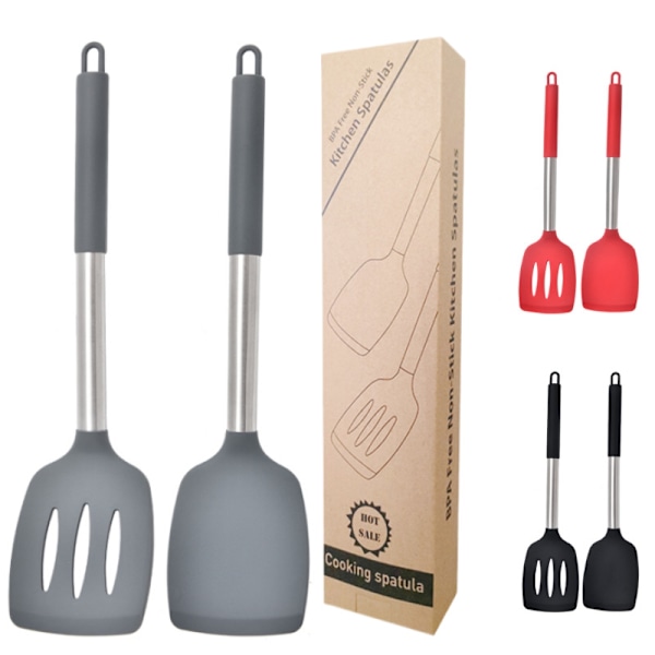 Silikone køkkenredskaber til stegning af fisk, æg, spatel, non-stick køkkenredskaber, husholdnings silikone køkkenartikler_xrzi grey standard