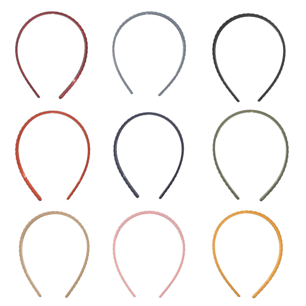 9pcs Frosted Headband Plastic Hair Girls Hairband Headdress HeadwearColorful16X12cm