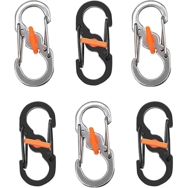 Karabiner i stål Rustfritt stål S Karabiner S-formet nøkkelringkrok med lås for små ryggsekker nøkler eller hundelapper for hjem utendørs fotturer fiske