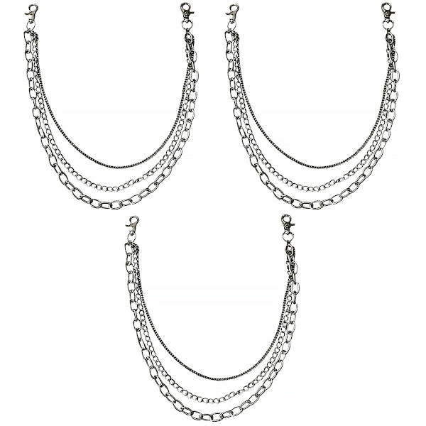 3 st Multi-lager Legering Dekoration Kedja Trendiga Byxkedjor (silver) 3 st 71cm 3 pcs 71cm