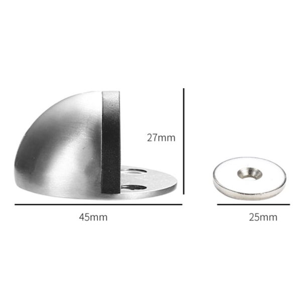 Slagfri dørstopper 304 rustfritt stål gulvsuging anti-kollisjonsstopper sterk magnetisk dørstopper 3 stk (Elfenben)