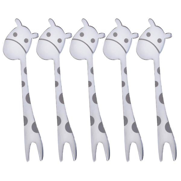 5 stk Tegneserie Dyr Fruktgafler Rustfritt Stål Matpinner Salat Bestikk Festtilbehør Sølv 5 stk Silver 5 pcs