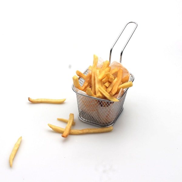 2 stk Mini Firkantede Frityrkurver Bordservering Pommes Frites Kurv Pommes Frites Bord Matdisplay Mesh Kurv