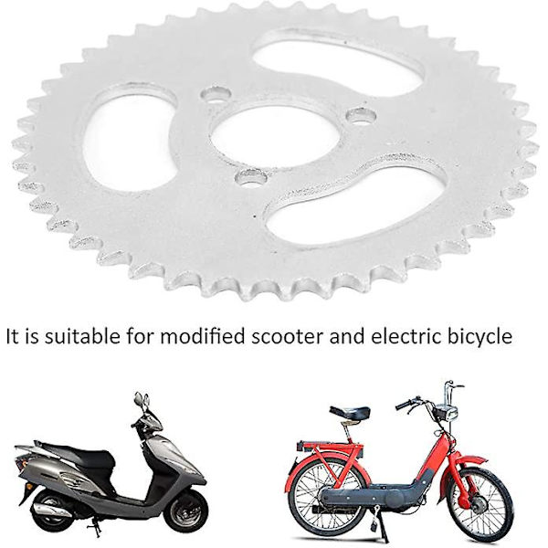 44t Bagtandhjul, 44 Tands Bagtandhjul Høj Styrke Stål Bagtandhjul Udskiftning Til Elektrisk Cykel (1 stk, Sølv)