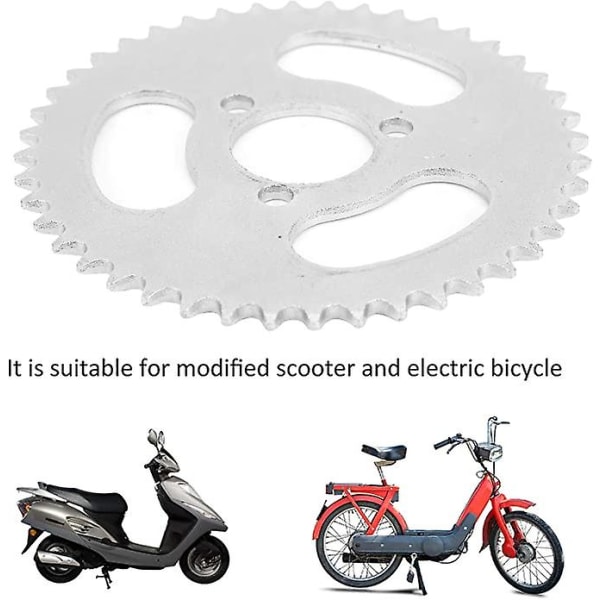 44t bakkjedehjul, 44-tanns bakkjedehjul Utskifting av bakre tannhjul i stål med høy styrke for elektrisk sykkel (1 stk, sølv)