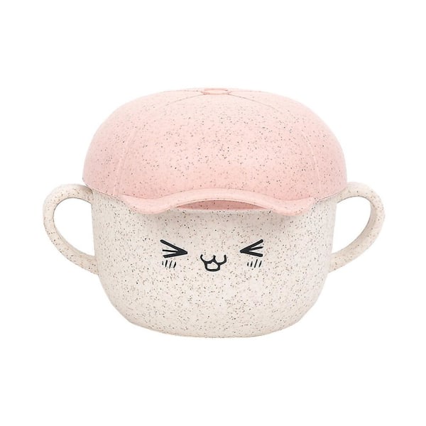 Kreative Hvetehalm Barne Risboller Tegneserie Boller Med Lopp Baby Fôring Servise (rosa)Rosa Pink