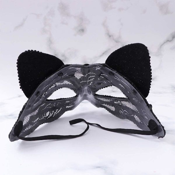 Pitsipuoliskas Pariskunnille Kettu Puoliskas Kasvot Vintage Puoliskas Kasvot Maskibaali Koristeet Halloweenille Mardi Gras Maskibaaliin 1kpl (Musta)