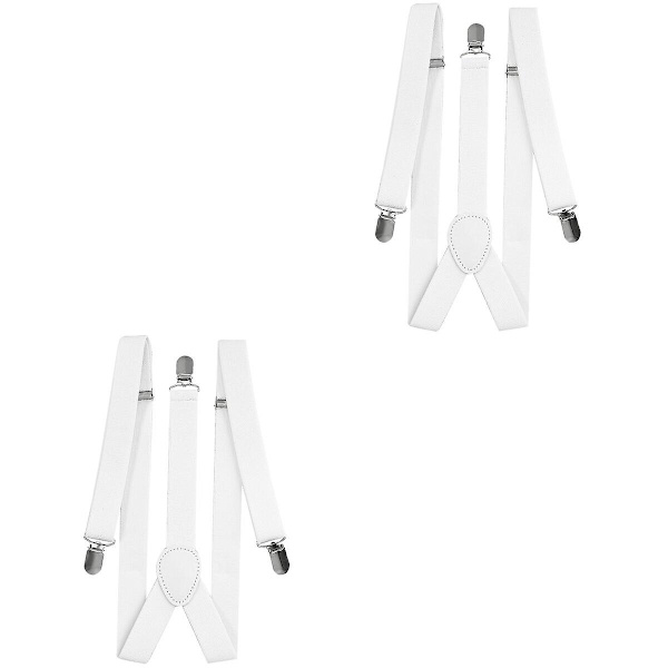 3-pack 2,5 cm Solida Suspender Y-form med 3 Klämmor för Män och Kvinnor (vit) 2-pack 2pcs