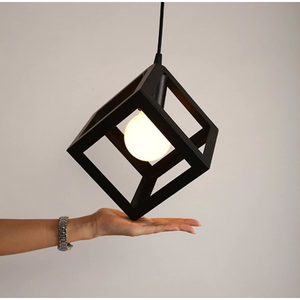 E27 Retro Metall Taklampe Hengelampe Luster Industriell Vintage Stil Svart Kreativ Metall Hengelampe Kubebelysning Lampe Taklampe Armatur