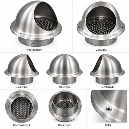 AIRACE Rund Vægventilationsdæksel 180mm Rustfrit Stål Kuppel Udendørs Luftventil med Net til Emhætte Tørretumbler og Ventilation