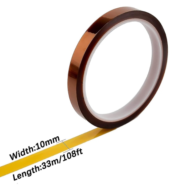 4 Ruller 108ft Varmetape, Varmebestandig Tape, Termisk Tape, Elektronikk, Lodding, Kretskort 10mm 10mm